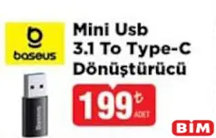 BASEUS MİNİ USB 3.1 TO TYPE-C DÖNÜŞTÜRÜCÜ